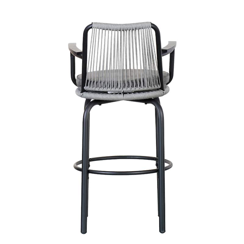 Christopher Knight Home - Jordan Modern Woven Rattan Rope Bar Stools with Back and Arms, Set of 2