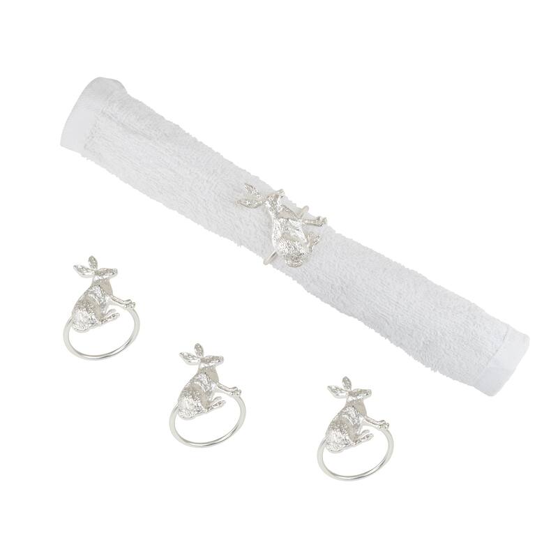 Silver Rabbit Napkin Ring, Set of 4