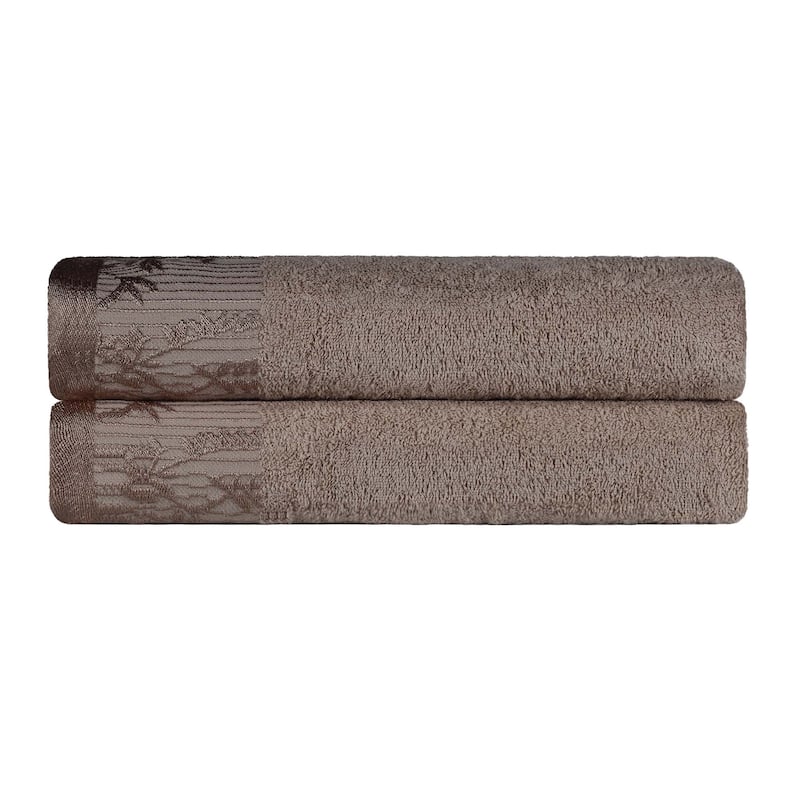 Superior Wisteria Cotton Floral Jacquard Border Bath Towel Set