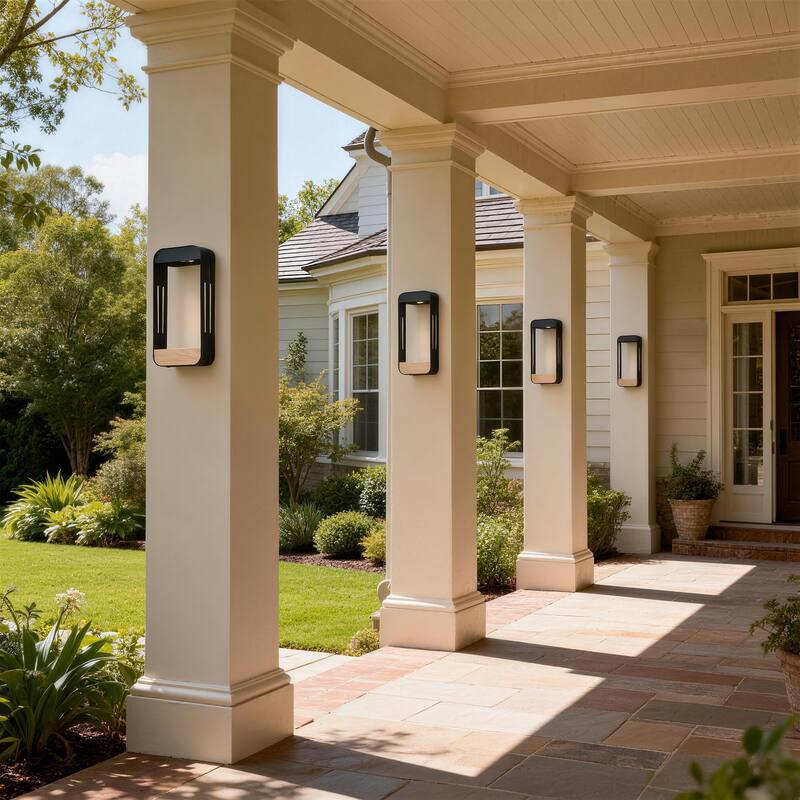 4 Pack Solar Rectangle Frame Integrated LED Sensor Outdoor Wall Light