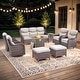 preview thumbnail 138 of 189, Pocassy Outdoor Wicker Sofa with Swivel Chair Fire Pit Table Furniture Set. Brown Wicker & Beige Cushion - 9-Piece Sofa Chair Ottoman w/ Fire Pit Table