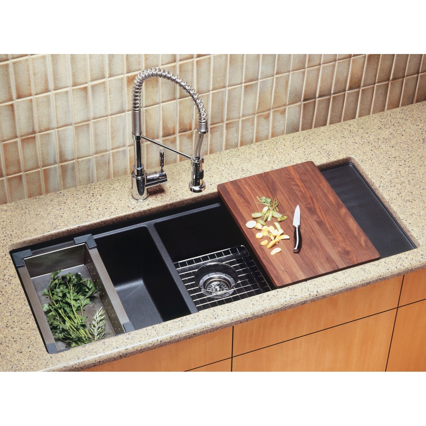 Blanco 440408 Precis 48 Multilevel Silgranit Granite Composite Undermount  Double Bowl Kitchen Sink with Drain Board, Cutting - Bed Bath & Beyond -  16296366