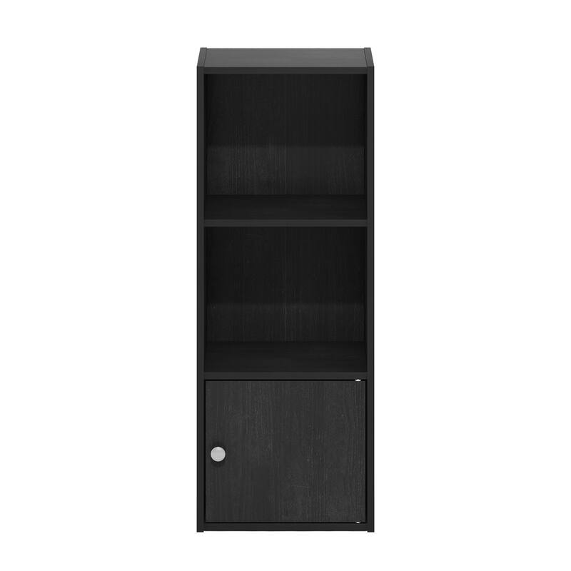 Furinno Luder 3-Tier Shelf Bookcase with 1 Door Storage Cabinet - Blackwood