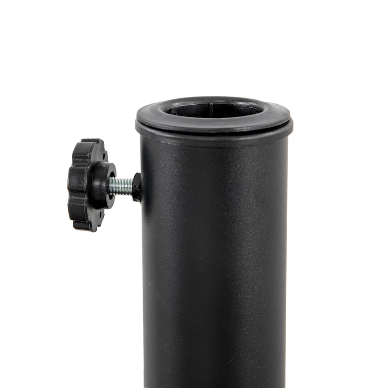 Outdoor Round Black Patio Umbrella Base, Resin and Concrete
