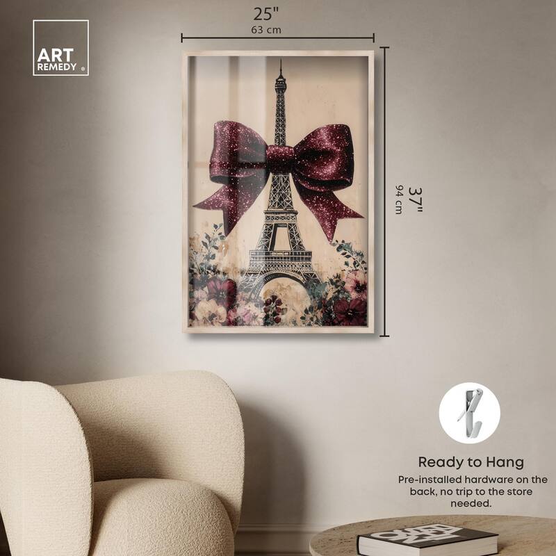 Sparkling Bow Eiffel Tower Shadowbox by Art Remedy
