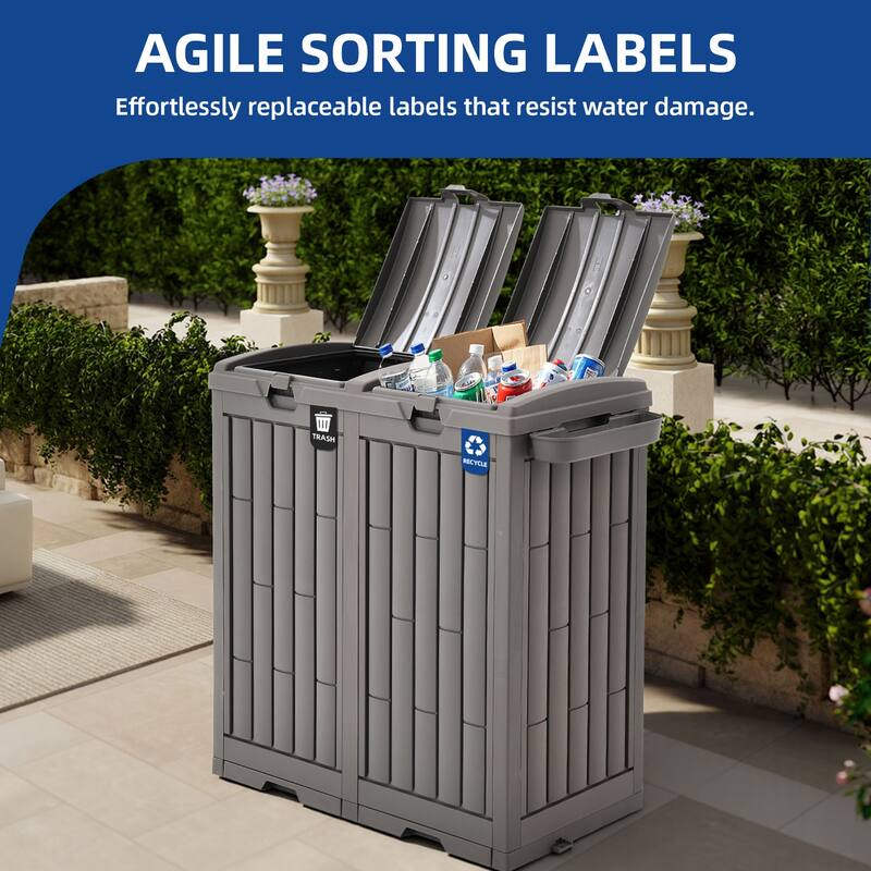 Moasis 31/76 Gallon Resin Outdoor Patio Trash Can