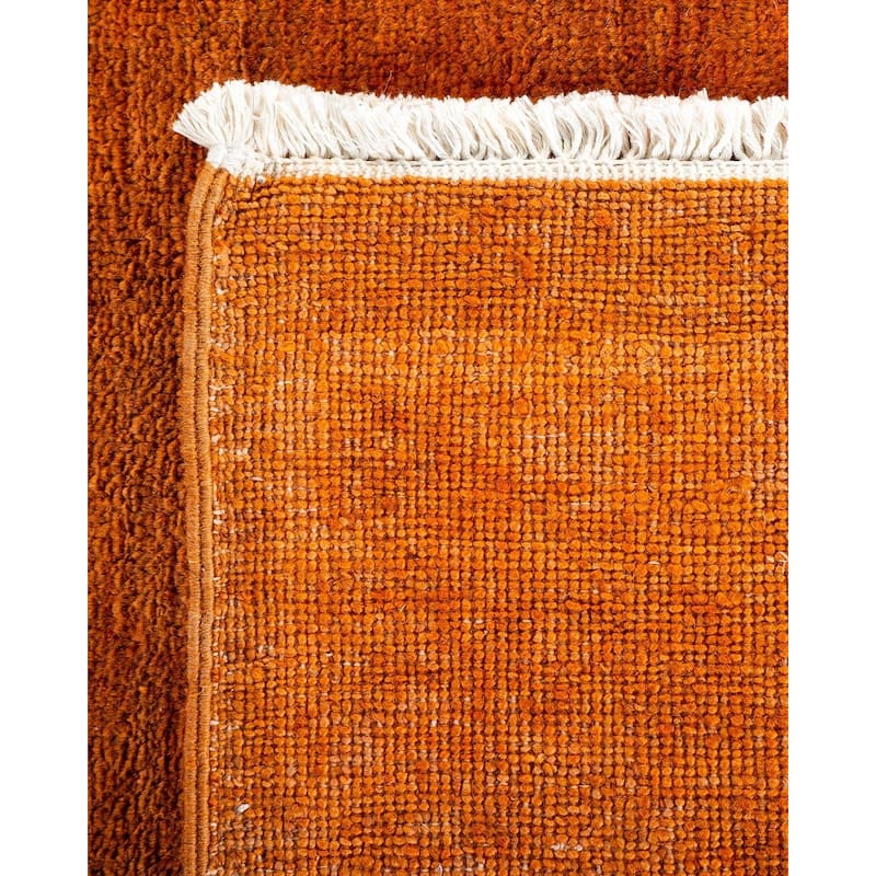 Overton Hand Knotted Wool Vintage Inspired Modern Contemporary Overdyed Orange Area Rug - 9' 1" x 16' 9"