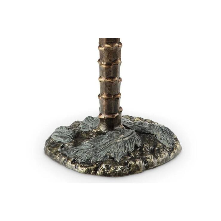 Cast Aluminum Palm Tree Glass Top End Table - 21 X 22 X 22 inches