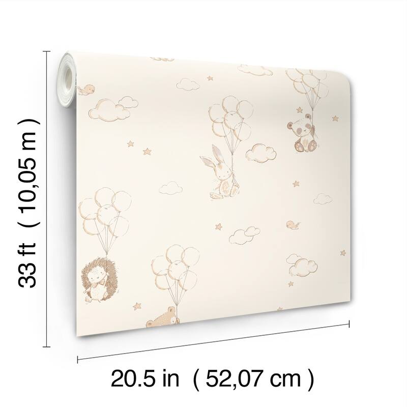 Advantage Floating Balloons Light Brown Animal Wallpaper