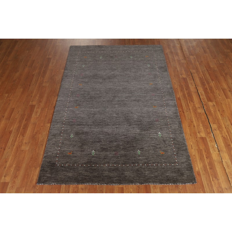 Hand Knotted Oriental 100% Wool Carpet Tribal Tribal Greys & Charcoal Gabbeh Area Rug - 7' 8'' X 5' 0''