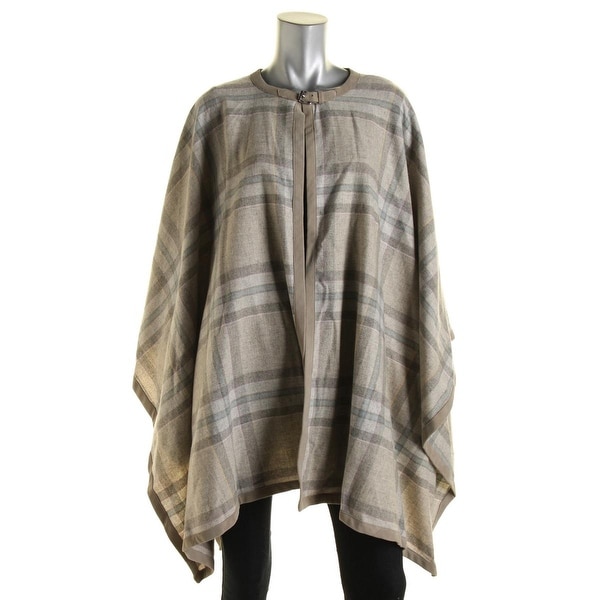 Lauren Ralph Lauren Womens Poncho Suede Trim Plaid