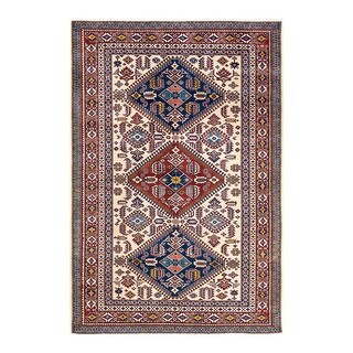 Overton Tribal One-of-a-Kind Hand-Knotted Area Rug - Ivory, 5' 10" x 8' 5" - 5' 10" x 8' 5"