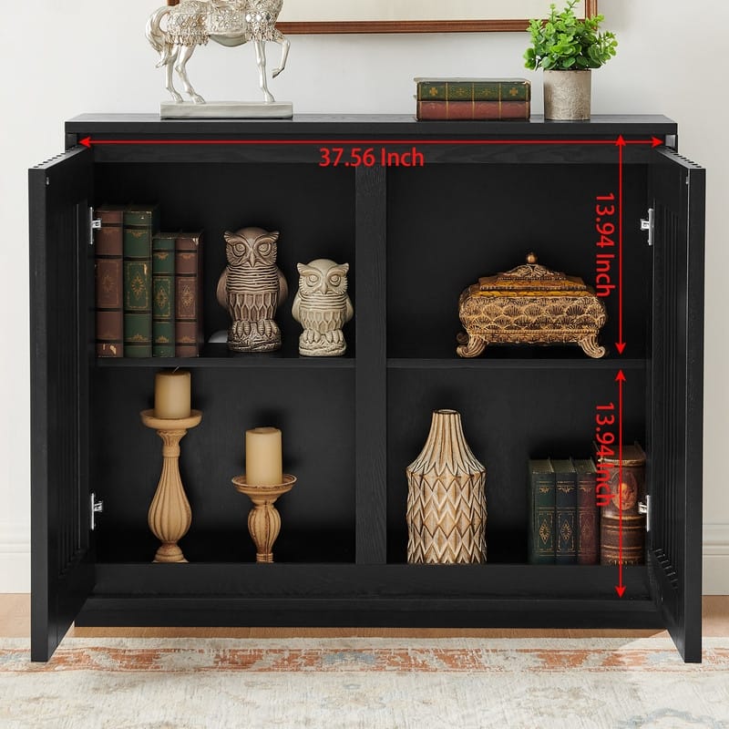 Mid Century Modern Sideboard Cabinet with Fluted Design and Convenient Storage for Dining Spaces