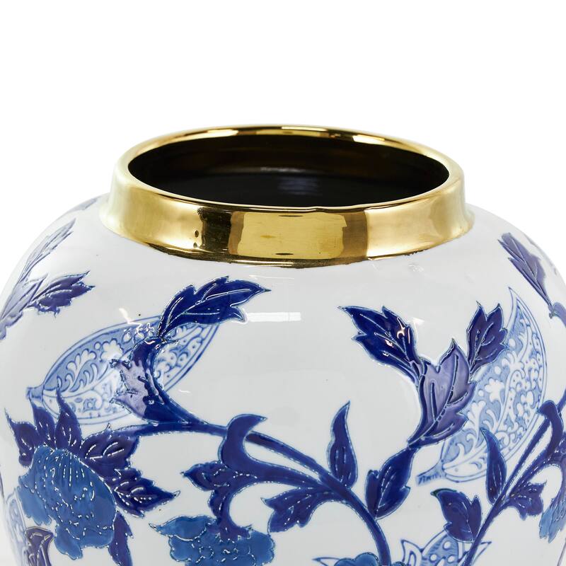 Blue Ceramic Floral Decorative Jars