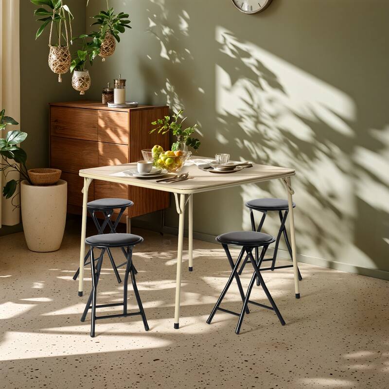 Homy Casa Set 2/4 Black Metal Folding Stools Portable Home & Events