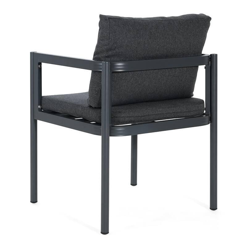 Christopher Knight Home - Outdoor Aluminum Dining Chair Set with Modern Grey Cushions