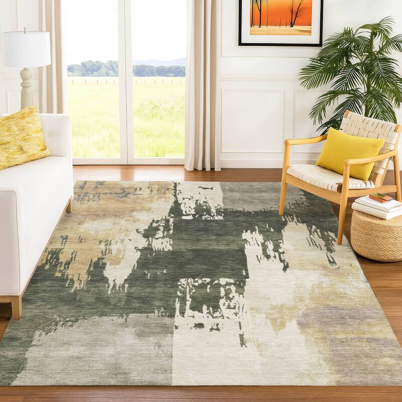 Machine Washable Indoor/ Outdoor Contemporary Fusion Chantille Rug
