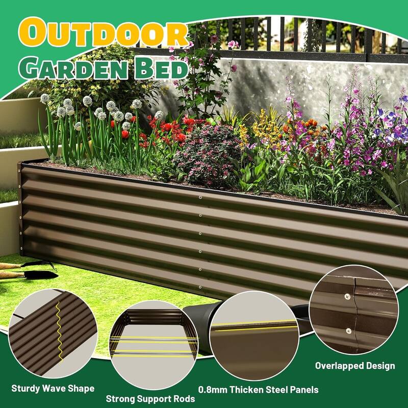 Heavy-Duty Outdoor Garden Planter Box for Vegetables with Safety Edge