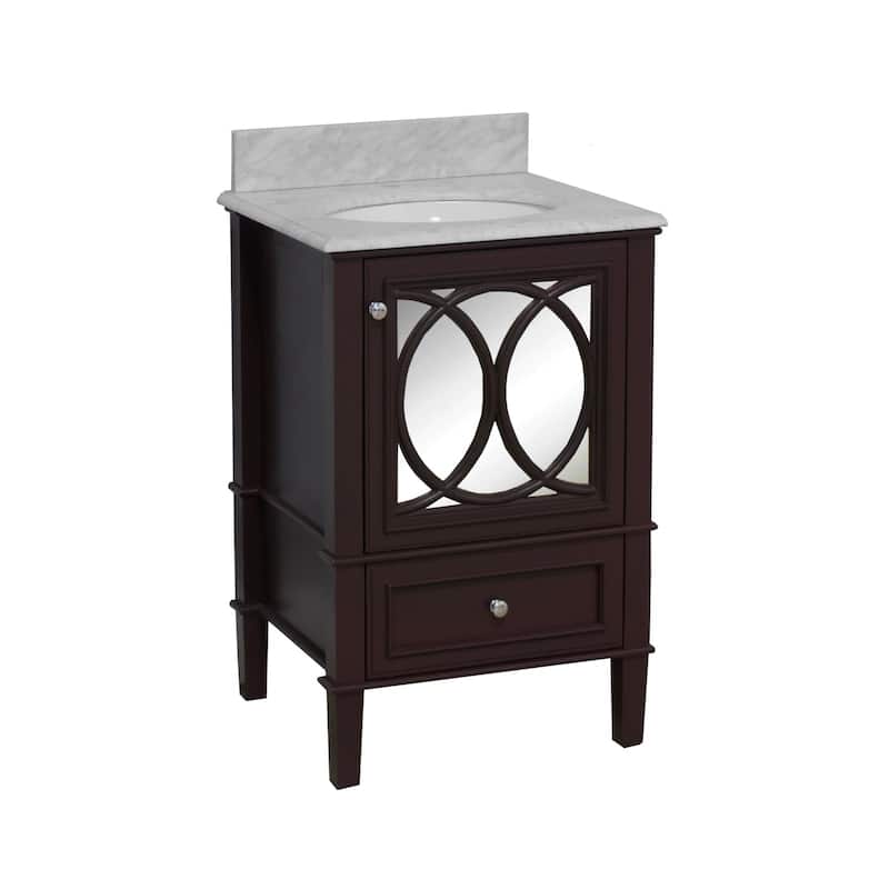 KitchenBathCollection Olivia 24" Bathroom Vanity with Carrara Marble Top