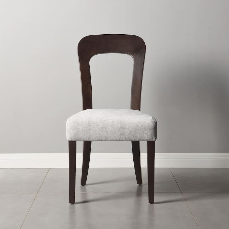 Set of 2 Fabric Upholstered Dining Chairs with Solid Rubber Wood Legs