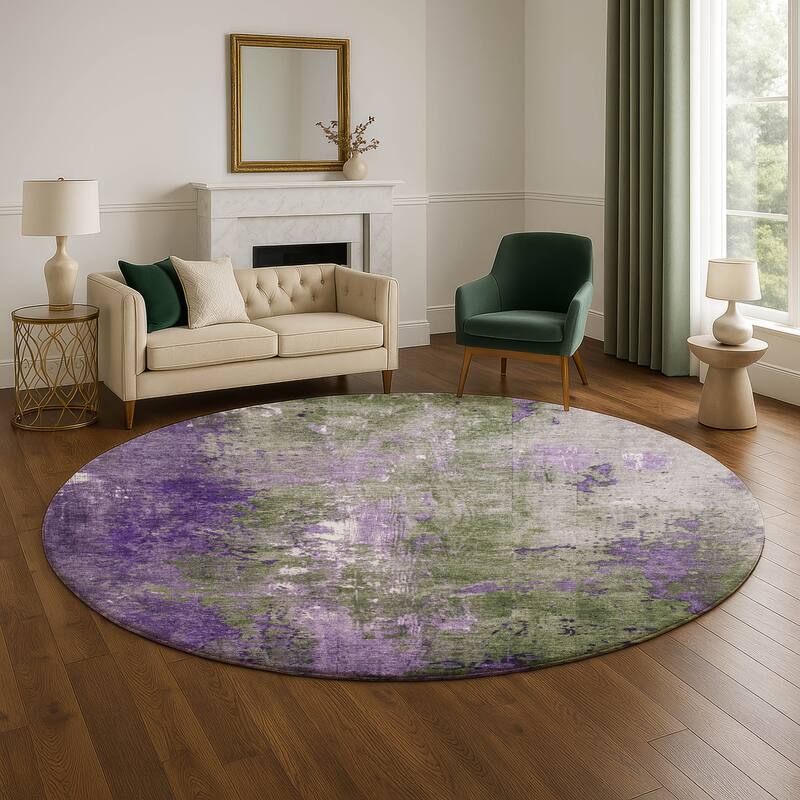 Premium Washable Super Soft Abstract Chic Mayfield Rug - Olive - 8' x 8'