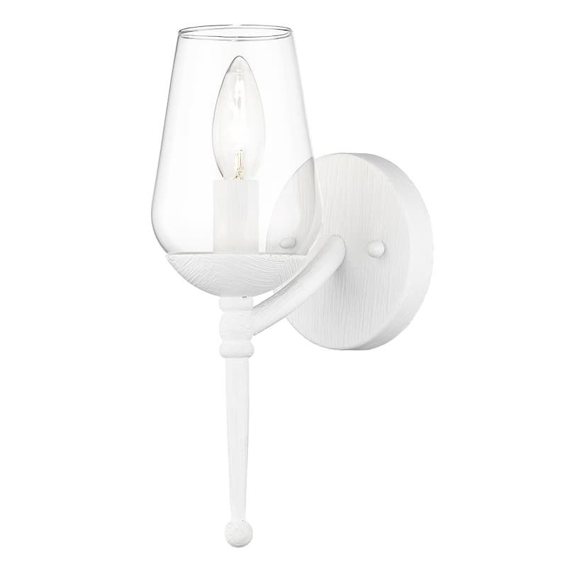 Regent 1 Light Wall Sconce - Textured White Plaster with Clear Glass - Textured White Plaster with Clear Glass