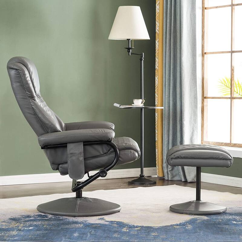 MCombo Faux Leather Swivel Massage Recliner with ottoman