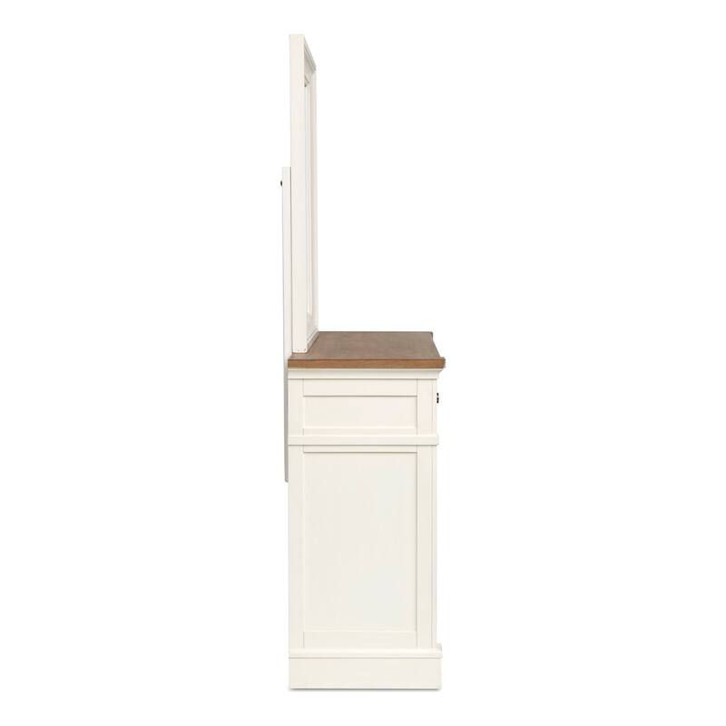 Magnussen Home Kingston Whisper White And Cerused Nutmeg Drawer Dresser With Landscape Mirror
