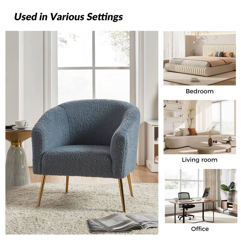 Rovigo Modern Upholstered Living Room Accent Barrel Chair with Metal Legs by HULALA HOME