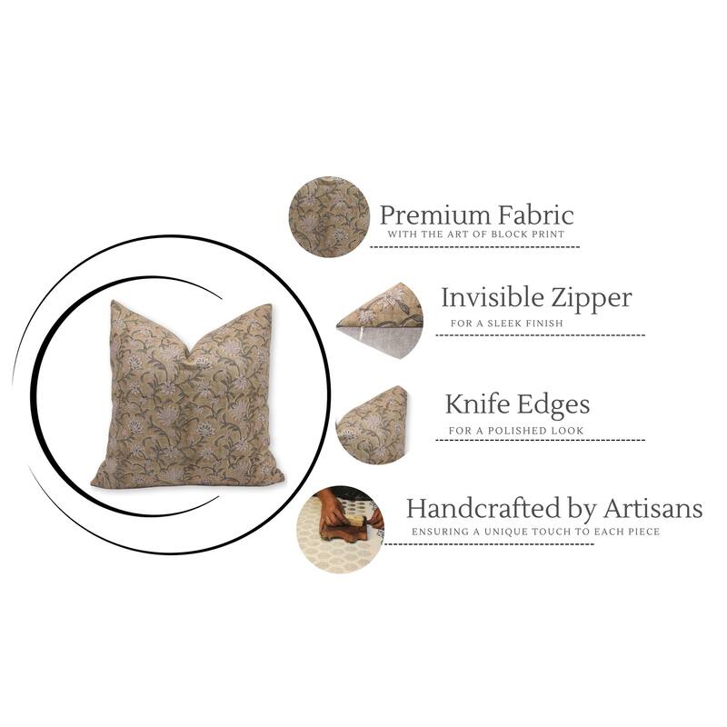 Fabdivine Linen Decorative Block print pillow Cover