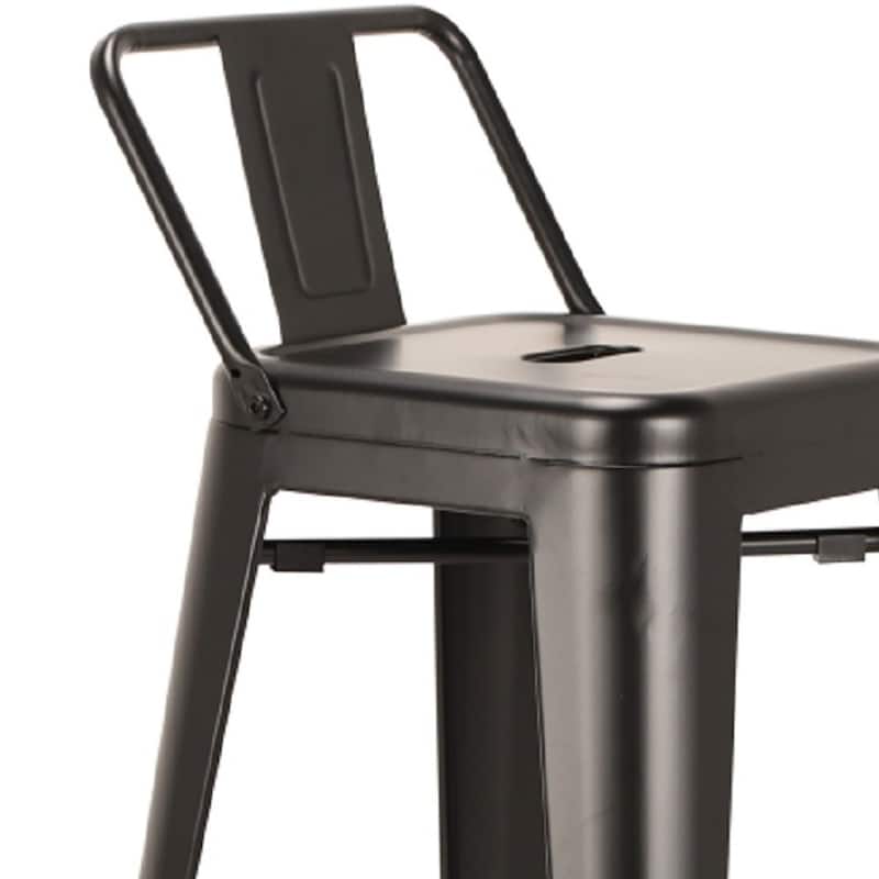 HomeRoots Set of Four 26" Black Steel and Metal Low Back Counter Height Bar Chairs