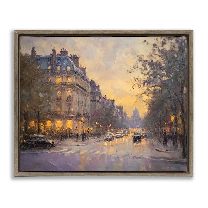 Stupell Vintage City Street View Framed Floater Canvas Wall Art Design By Petal Prints Design - 31 x 25 - Brown