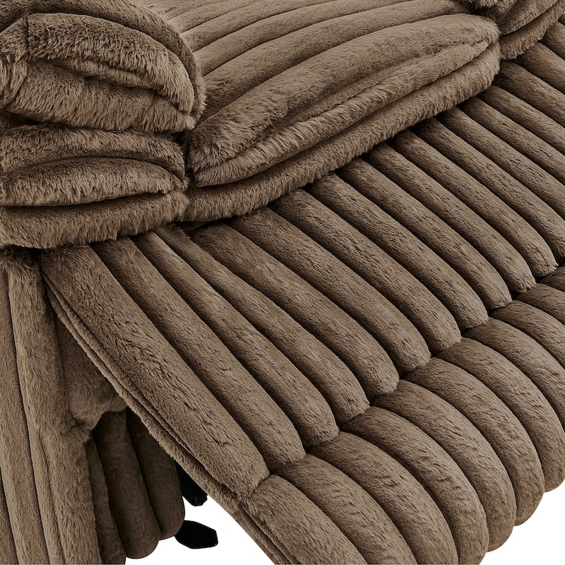 Roundhill Furniture Ardello Manual Reclining Sofa with Wide-Wale Corduroy Upholstery and Built-In Power Center, Chocolate