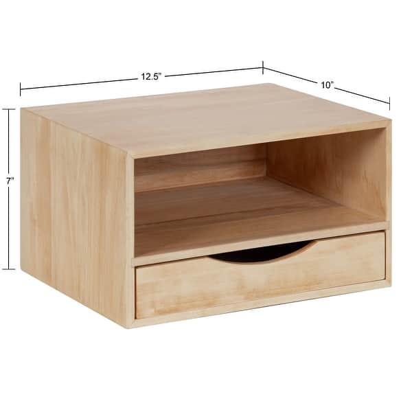 dimension image slide 3 of 5, Kate and Laurel Hutton Floating Wall Shelf with Drawer - 12.5x10x7
