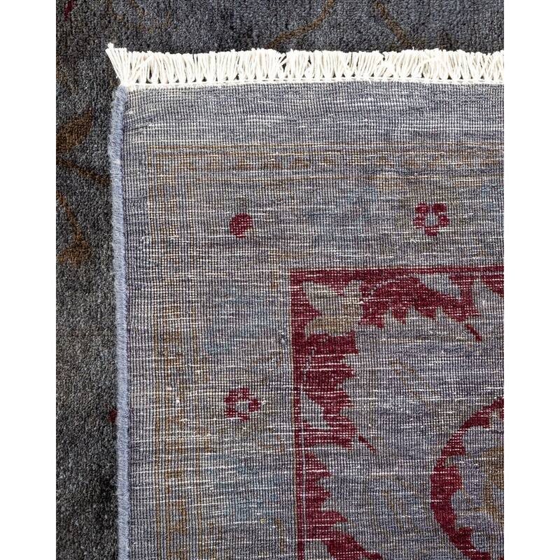 Overton Hand Knotted Wool Vintage Inspired Modern Contemporary Overdyed Gray Area Rug - 9' 1" x 11' 9"