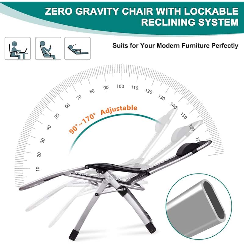 DoCred Zero Gravity Chair, Folding Lawn Chaise Recliner Lounge Chair