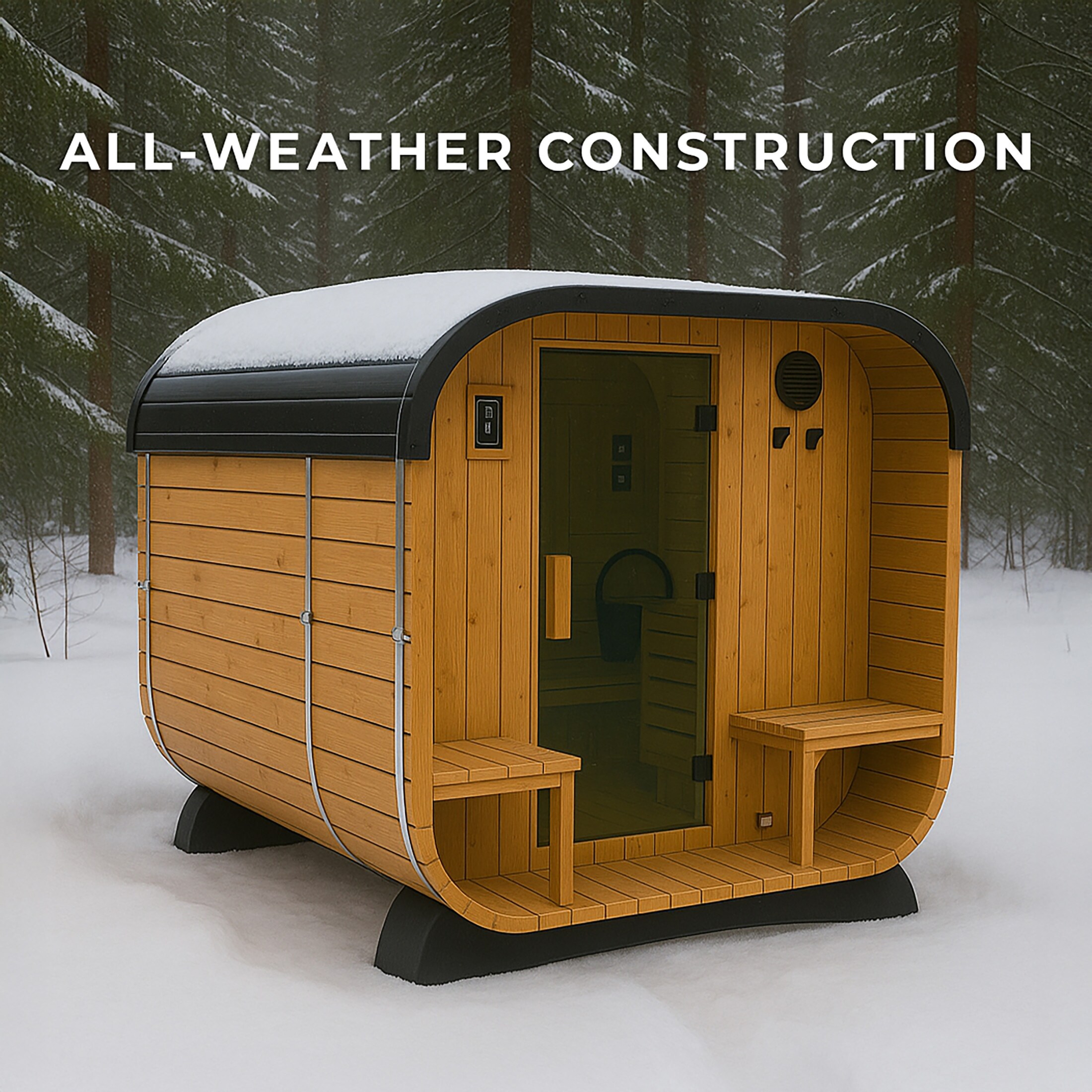 Backyard Discovery Lennon 2-4 Person Outdoor Cube Sauna, Porch