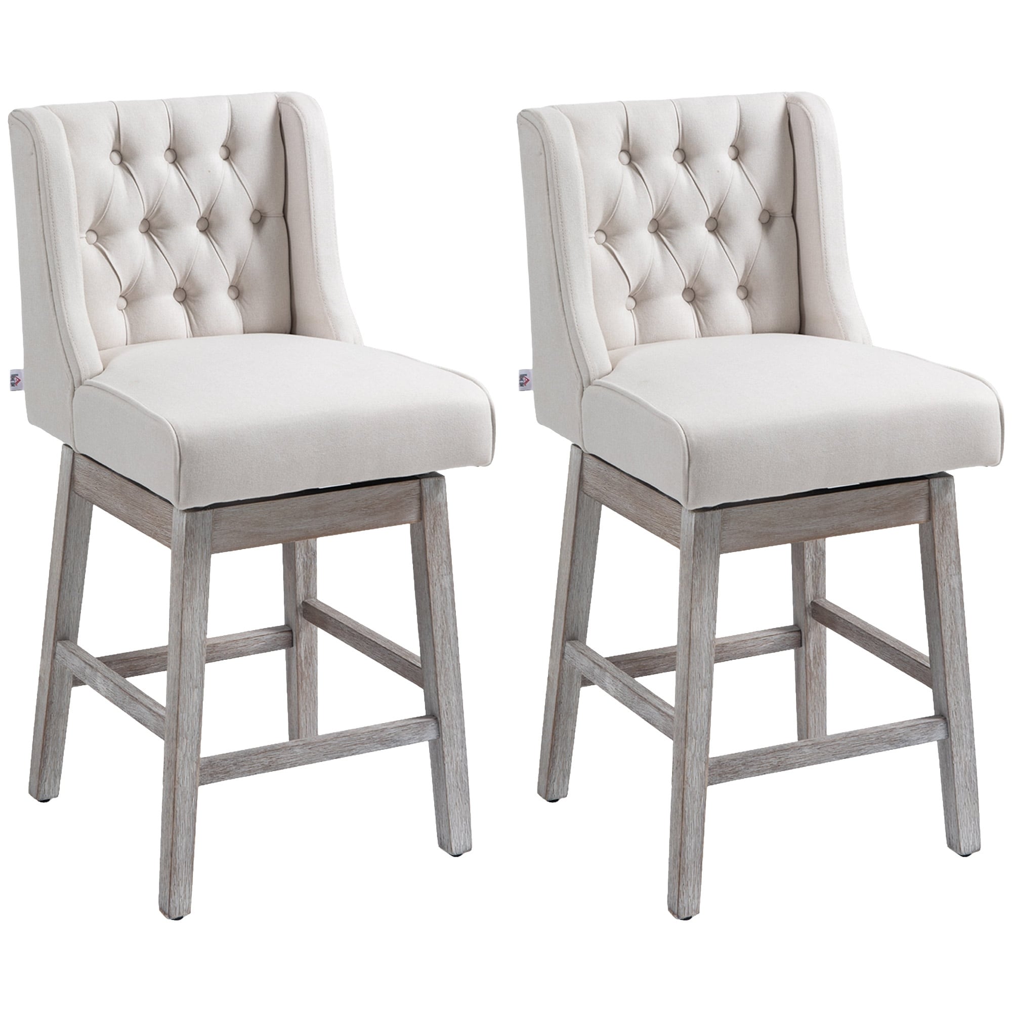 Swivel Counter Height Bar Stools Set of 2, Kitchen Island Chairs with Solid Wood Footrests, Dining Room Chairs with Back