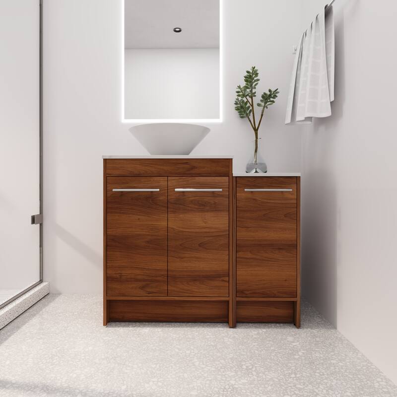 BNK 24/36/48/60 Inch Bathroom Vanity with Sink, Freestanding Bathroom Vanity with Soft Close Doors and Adjustable Shelf - 36"x18" - BRE217