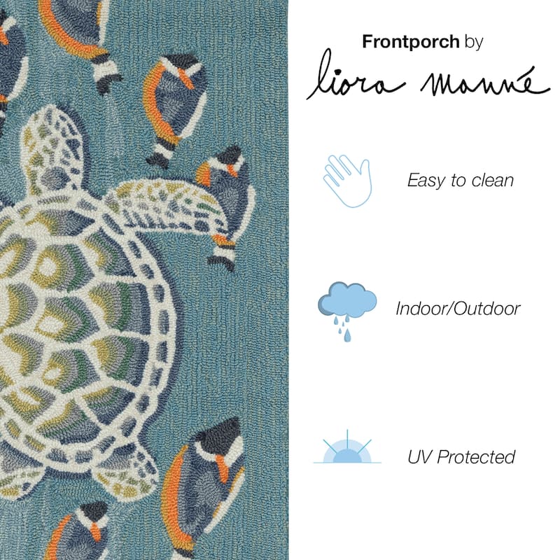 Liora Manne Frontporch Turtle And Fish Indoor/Outdoor Rug