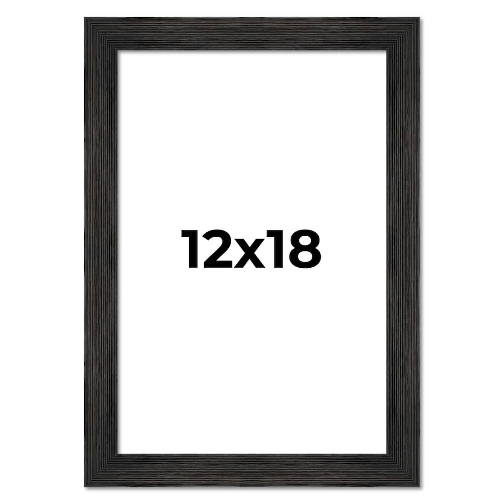 12x18 Black Rustic Wide Barnwood Picture Frame - UV Acrylic, Foam Board Backing, Hanging Hardware