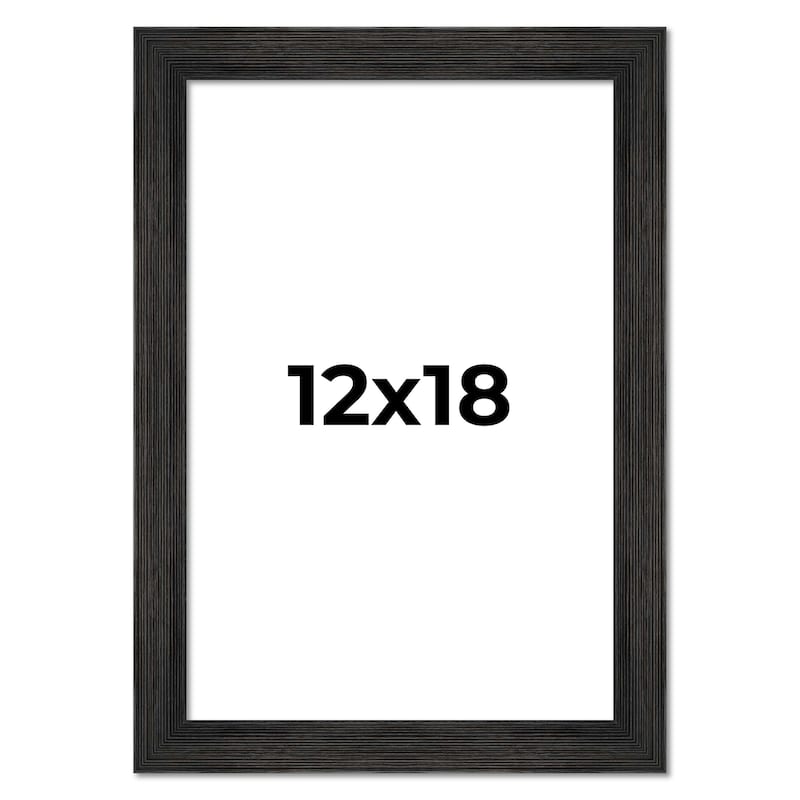 12x18 Black Rustic Wide Barnwood Picture Frame - UV Acrylic, Foam Board Backing, Hanging Hardware - Holds 12x18 Photo