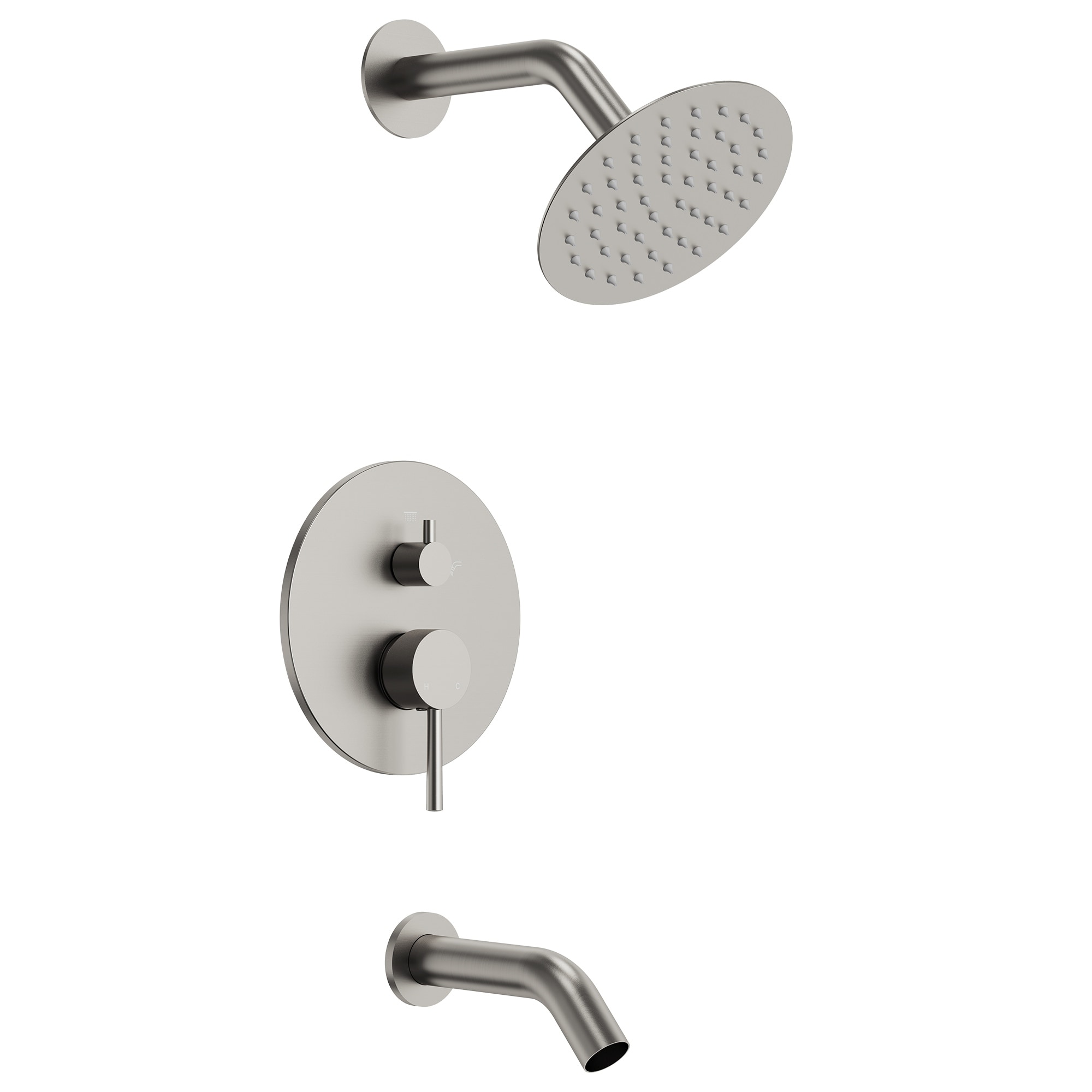 6" Dual-Function Tub and Shower Faucet Set, Modern Pressure Balance Control Shower System with Valve Included