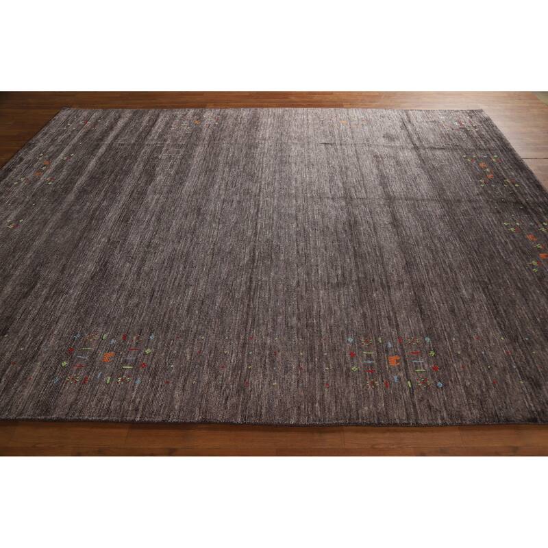 Hand Knotted Oriental 100% Wool Carpet Tribal Tribal Brown Gabbeh Area Rug - 9' 11'' X 7' 11''