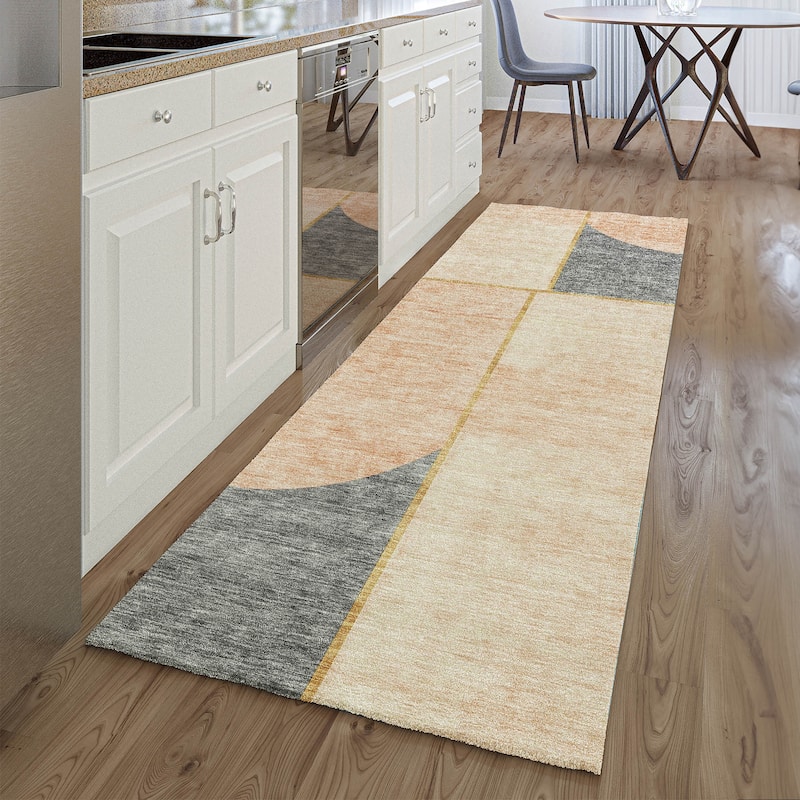 Premium Washable Super Soft Contemporary Deco Mayfield Rug - Coral - 2' 3" x 7' 6" - Runner