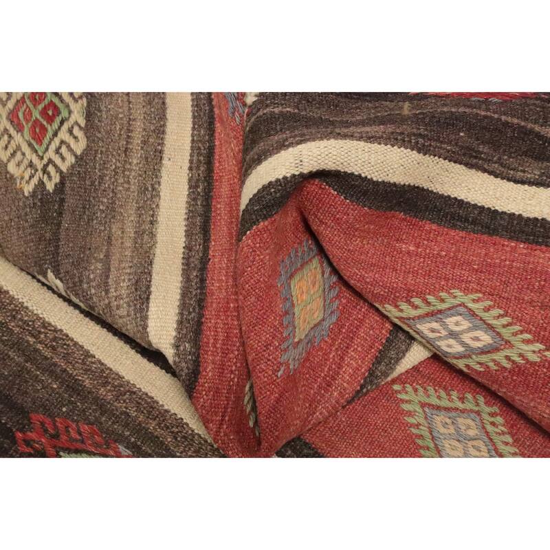 Hand Woven Oriental 100% Wool Carpet Southwestern Tribal Multi-Colored Kilim Area Rug - 10' 4'' X 5' 9''