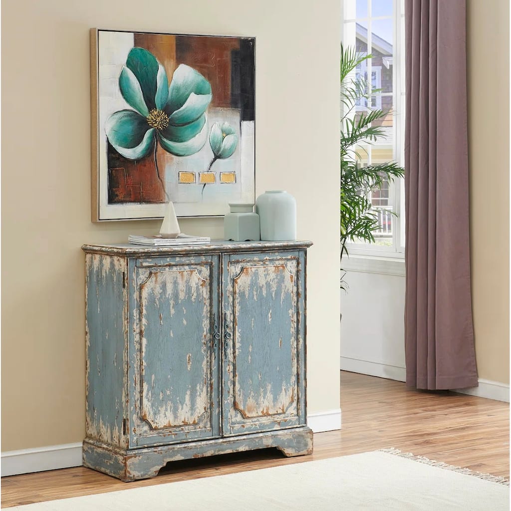 Brenna Distressed 2 Door Cabinet Blue