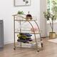 Mobile Bar Cart Serving Wine Cart with Wheels, 3-tier Metal Frame Elegant Wine Storage