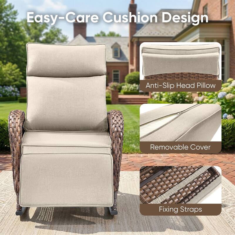 Pocassy Versatile Outdoor Recliner Rocker Chair with Side Table