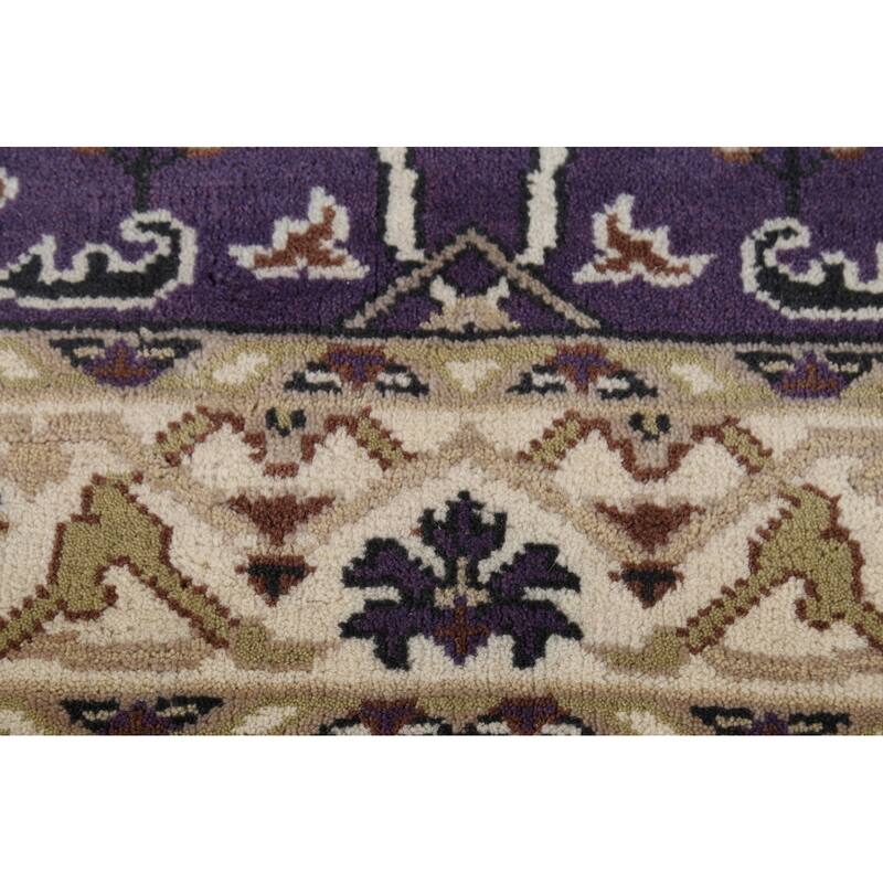 Purple Oushak Indian Area Rug Hand-Knotted Wool Carpet - 4'1"x 5'11"